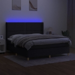 Letto a Molle con Materasso e LED Nero 160x200 cm in Tessuto