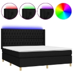 Letto a Molle con Materasso e LED Nero 160x200 cm in Tessuto