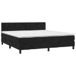 Letto a Molle con Materasso e LED Nero 160x200 cm in Velluto