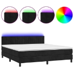 Letto a Molle con Materasso e LED Nero 160x200 cm in Velluto