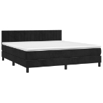 Letto a Molle con Materasso e LED Nero 160x200 cm in Velluto