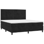 Letto a Molle con Materasso e LED Nero 160x200 cm in Velluto