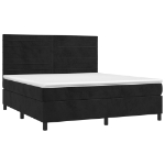 Letto a Molle con Materasso e LED Nero 160x200 cm in Velluto