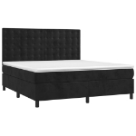 Letto a Molle con Materasso e LED Nero 160x200 cm in Velluto