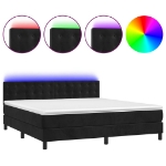 Letto a Molle con Materasso e LED Nero 180x200 cm in Velluto