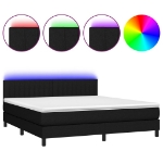 Letto a Molle con Materasso e LED Nero 180x200cm in Tessuto