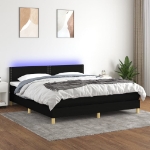 Letto a Molle con Materasso e LED Nero 180x200cm in Tessuto