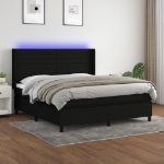 Letto a Molle con Materasso e LED Nero 180x200cm in Tessuto