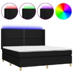 Letto a Molle con Materasso e LED Nero 180x200cm in Tessuto