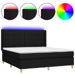 Letto a Molle con Materasso e LED Nero 180x200cm in Tessuto