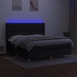 Letto a Molle con Materasso e LED Nero 180x200cm in Tessuto