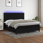 Letto a Molle con Materasso e LED Nero 180x200cm in Tessuto