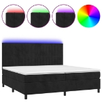 Letto a Molle con Materasso e LED Nero 200x200 cm in Velluto