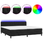 Letto a Molle con Materasso e LED Nero 200x200 cm in Velluto