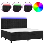 Letto a Molle con Materasso e LED Nero 200x200 cm in Velluto