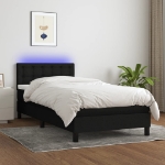 Letto a Molle con Materasso e LED Nero 80x200 cm in Tessuto