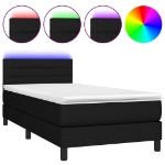 Letto a Molle con Materasso e LED Nero 80x200 cm in Tessuto