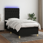 Letto a Molle con Materasso e LED Nero 80x200 cm in Tessuto