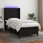 Letto a Molle con Materasso e LED Nero 80x200 cm in Tessuto