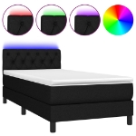 Letto a Molle con Materasso e LED Nero 80x200 cm in Tessuto