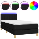 Letto a Molle con Materasso e LED Nero 90x190 cm in Tessuto