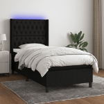 Letto a Molle con Materasso e LED Nero 90x190 cm in Tessuto