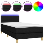 Letto a Molle con Materasso e LED Nero 90x200 cm in Tessuto