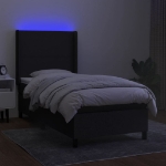 Letto a Molle con Materasso e LED Nero 90x200 cm in Tessuto