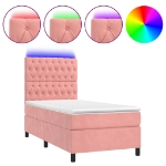 Letto a Molle con Materasso e LED Rosa 100x200 cm in Velluto