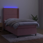 Letto a Molle con Materasso e LED Rosa 100x200 cm in Velluto