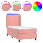 Letto a Molle con Materasso e LED Rosa 100x200 cm in Velluto