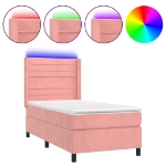 Letto a Molle con Materasso e LED Rosa 100x200 cm in Velluto