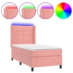 Letto a Molle con Materasso e LED Rosa 100x200 cm in Velluto