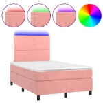 Letto a Molle con Materasso e LED Rosa 120x190 cm in Velluto