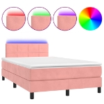 Letto a Molle con Materasso e LED Rosa 120x190 cm in Velluto