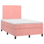 Letto a Molle con Materasso e LED Rosa 120x190 cm in Velluto