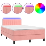 Letto a Molle con Materasso e LED Rosa 120x190 cm in Velluto