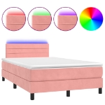 Letto a Molle con Materasso e LED Rosa 120x190 cm in Velluto