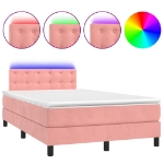 Letto a Molle con Materasso e LED Rosa 120x190 cm in Velluto