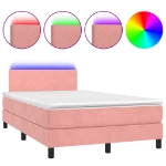 Letto a Molle con Materasso e LED Rosa 120x190 cm in Velluto