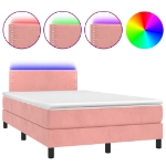 Letto a Molle con Materasso e LED Rosa 120x190 cm in Velluto