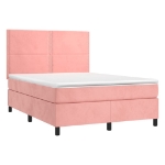 Letto a Molle con Materasso e LED Rosa 140x190 cm in Velluto