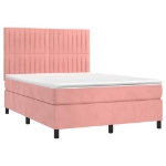 Letto a Molle con Materasso e LED Rosa 140x190 cm in Velluto