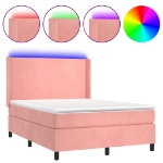 Letto a Molle con Materasso e LED Rosa 140x190 cm in Velluto