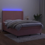 Letto a Molle con Materasso e LED Rosa 140x190 cm in Velluto