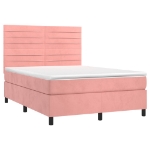 Letto a Molle con Materasso e LED Rosa 140x190 cm in Velluto