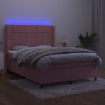 Letto a Molle con Materasso e LED Rosa 140x190 cm in Velluto