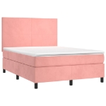 Letto a Molle con Materasso e LED Rosa 140x190 cm in Velluto