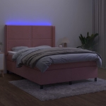 Letto a Molle con Materasso e LED Rosa 140x190 cm in Velluto