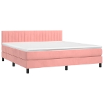 Letto a Molle con Materasso e LED Rosa 160x200 cm in Velluto